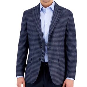 New Men's penguin Blue Checkered plaid sport coat blazer sz 38S